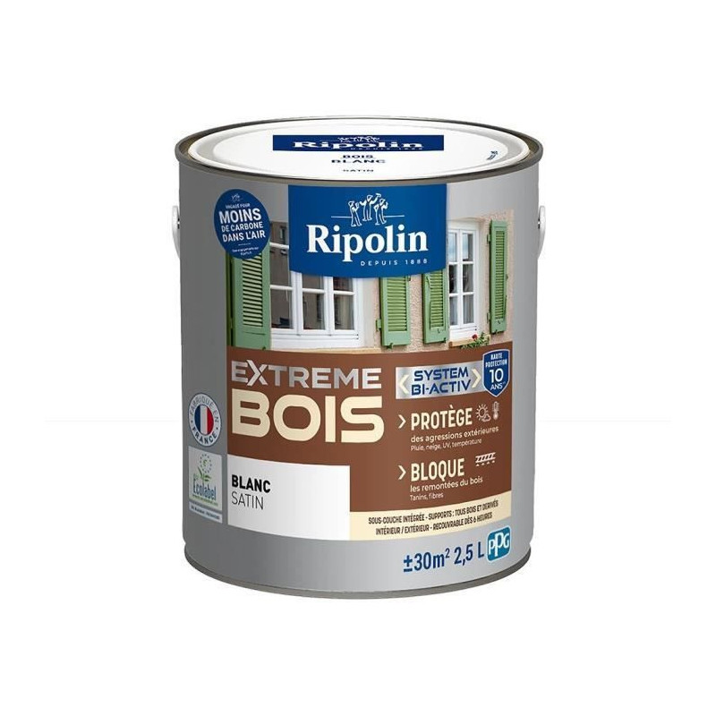 RIPOLIN Interior & Exterior Wood Paint - Satin White, 2.5L
