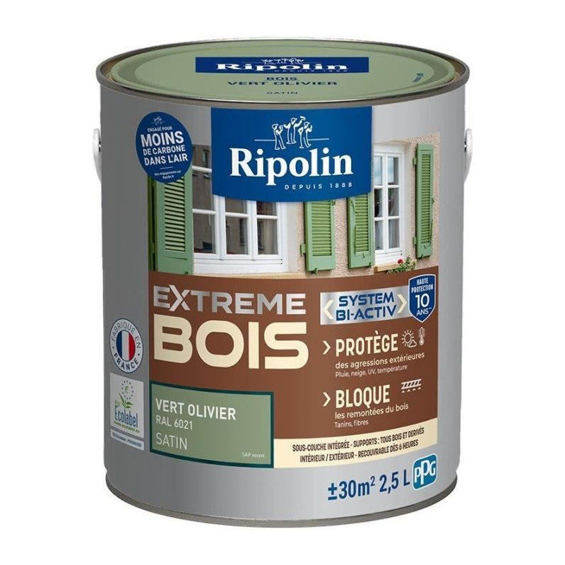 RIPOLIN Paint for Interior & Exterior Wood - Olive Green Ral 6021 Sati