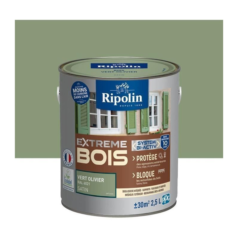 RIPOLIN Paint for Interior & Exterior Wood - Olive Green Ral 6021 Sati