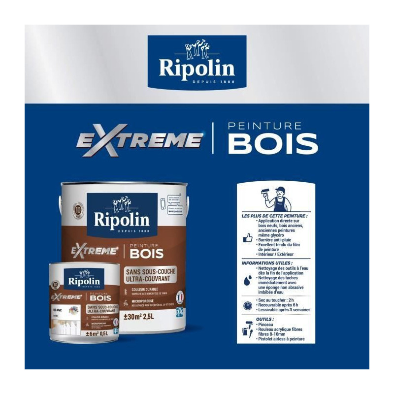 RIPOLIN Satin Wood Paint High Protection 10 years which Protects and M