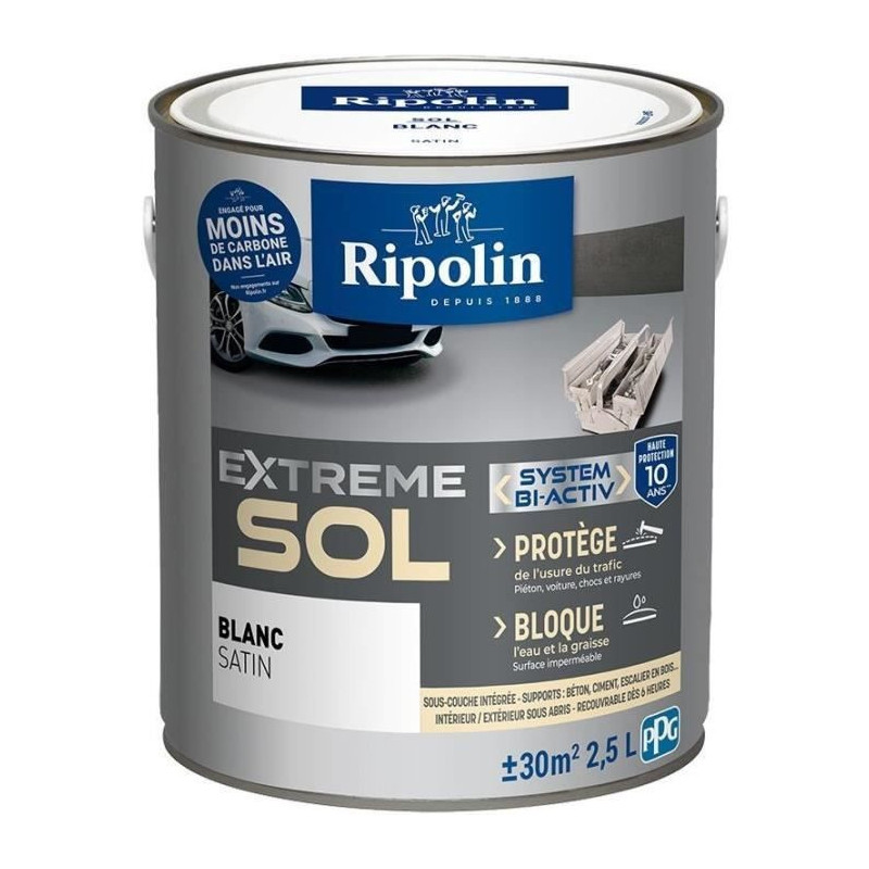 RIPOLIN Interior & Exterior Floor Paint - Satin White, 2.5L
