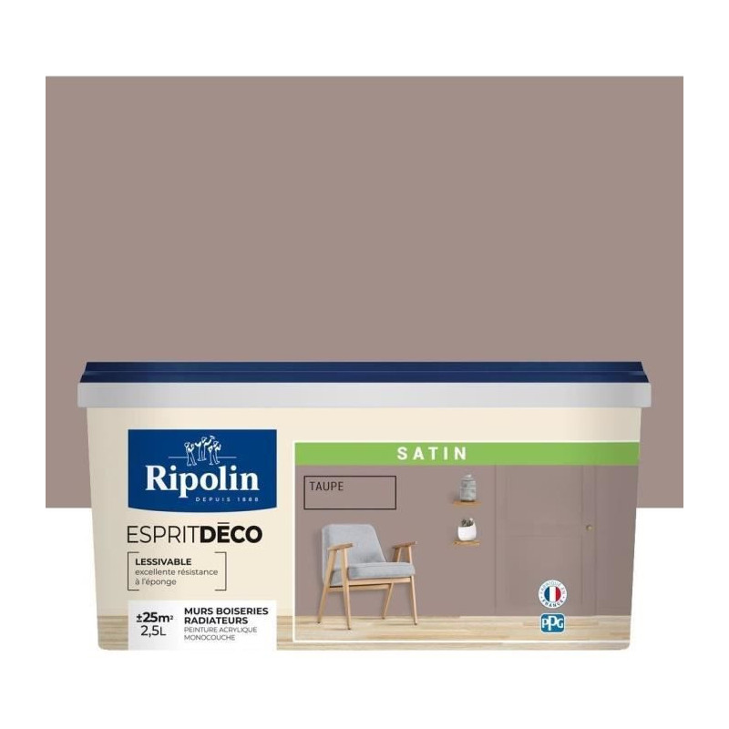 RIPOLIN All Pieces Wall Paint - Satin Taupe, 2.5L