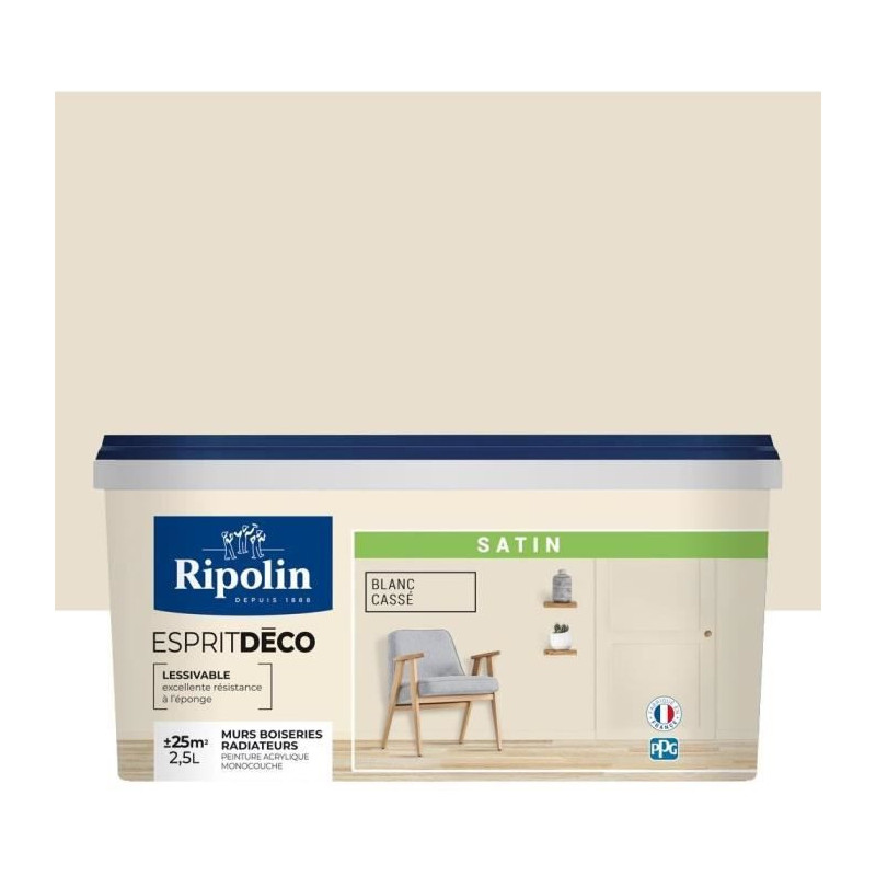 RIPOLIN All Pieces Wall Paint - Satin Off White, 2.5L