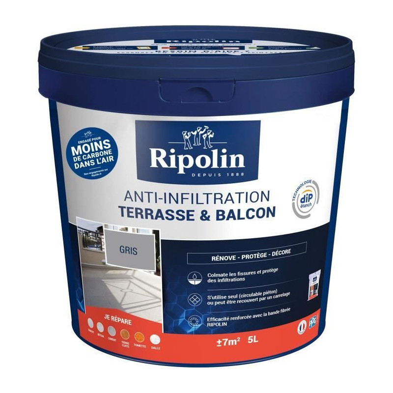 Anti-infiltration for terraces and balconies, grey - RIPOLIN - 5 L