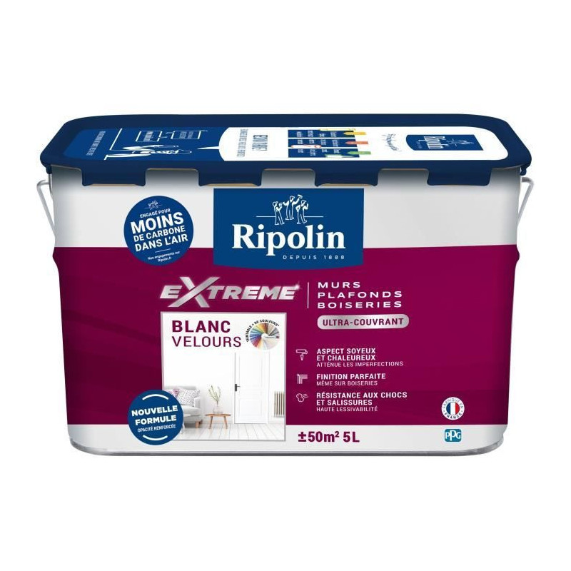 Extreme paint for walls and ceilings - Velvet white - RIPOLIN - 5 L