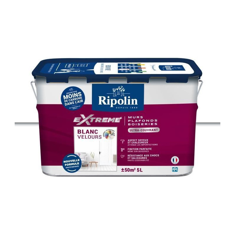 Extreme paint for walls and ceilings - Velvet white - RIPOLIN - 5 L