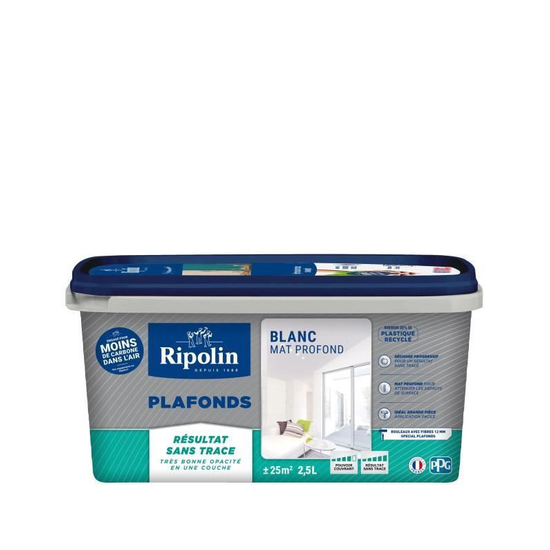 Ceiling paint - Matt white - No trace - RIPOLIN - 2.5L