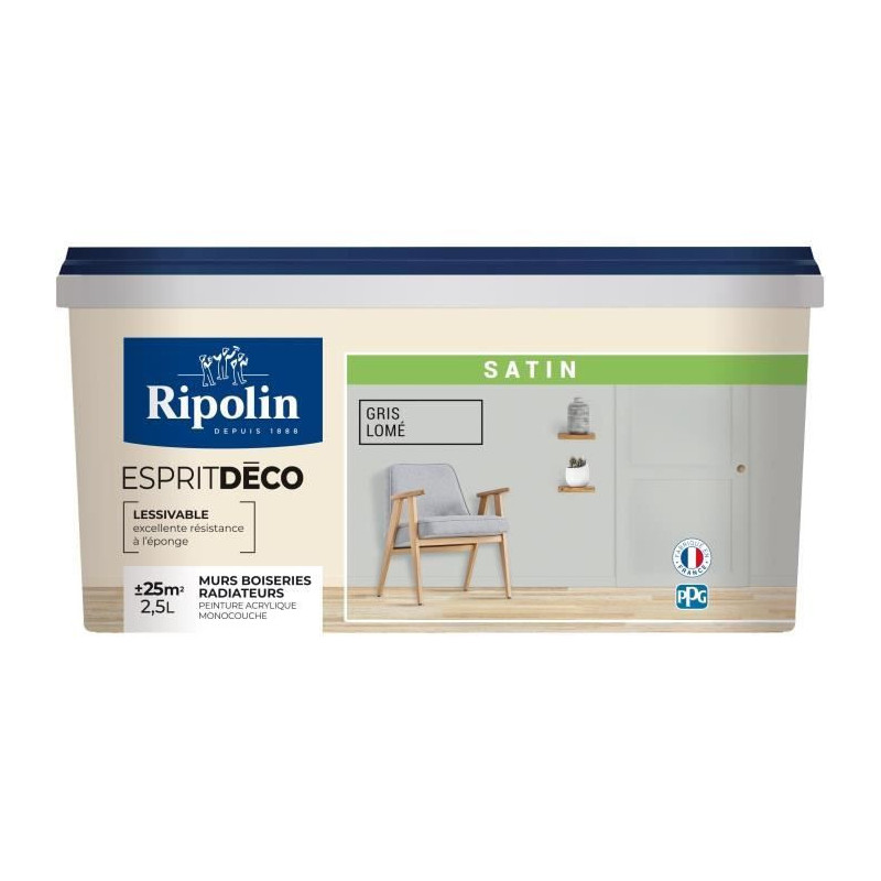 RIPOLIN Wall paint all parts, Ripolin - Gray lome Satin, 2,5L