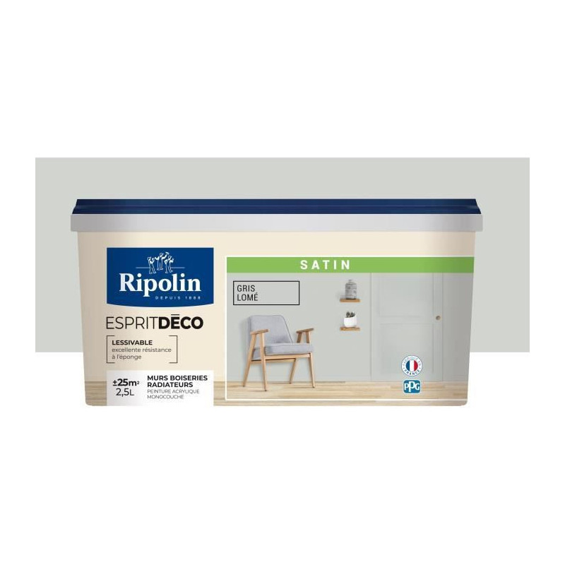 RIPOLIN Wall paint all parts, Ripolin - Gray lome Satin, 2,5L