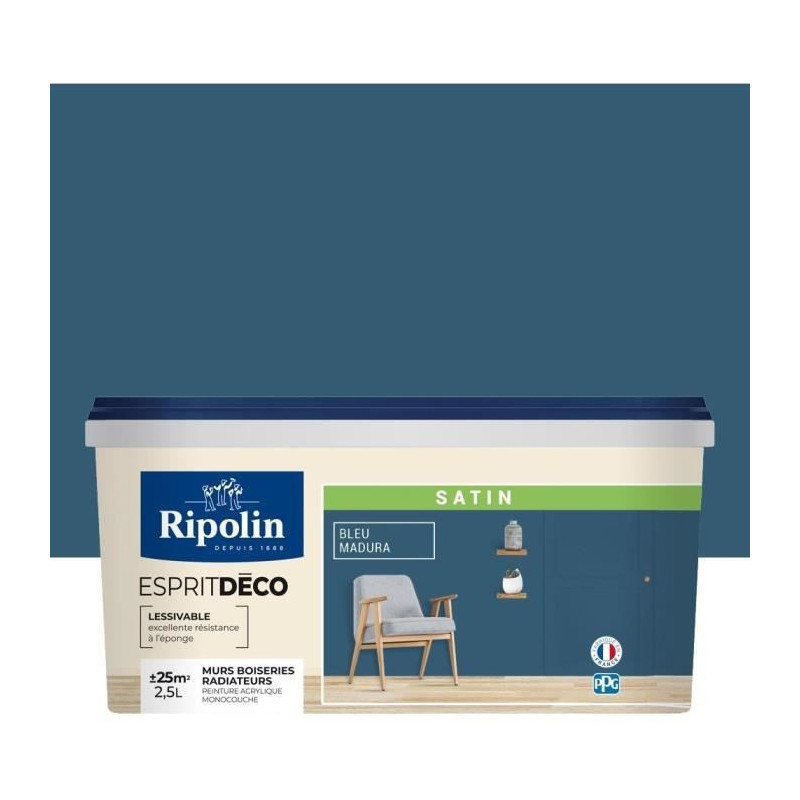 RIPOLIN All pieces wall paint, Ripolin - Blue Madura Satin, 2.5L