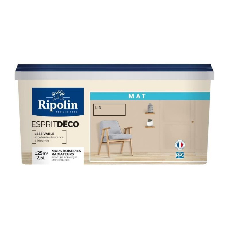 RIPOLIN All-pieces wall paint, Ripolin - Matt Linen, 2.5L