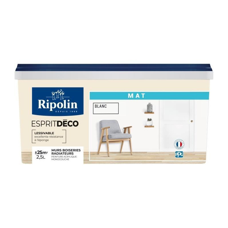 RIPOLIN All pieces wall paint, Ripolin - Matt White, 2.5L