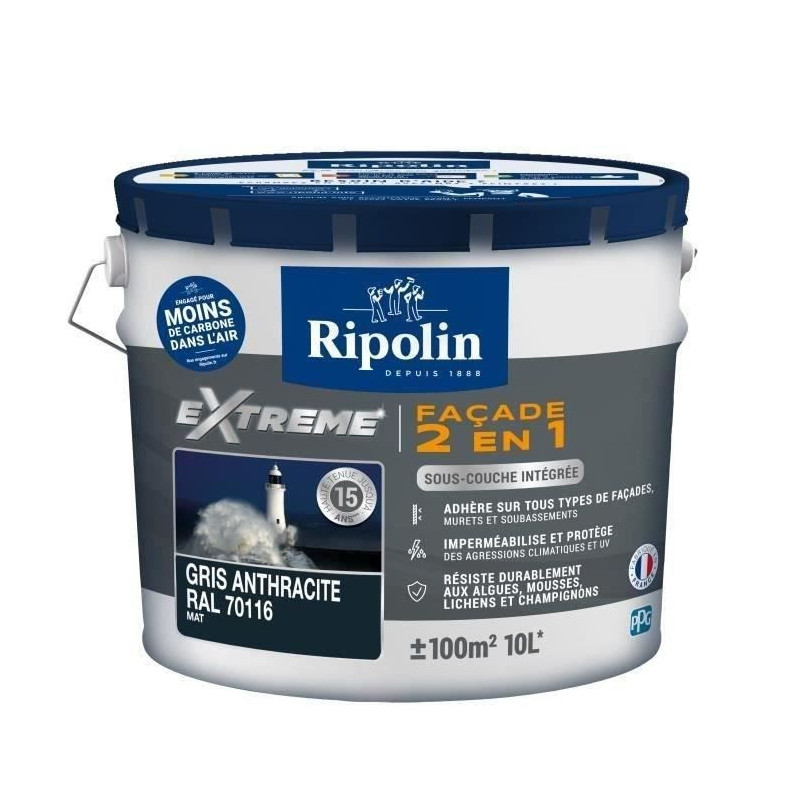 RIPOLIN 2 in 1 Matt Facade Paint, With Anthracite Undercoat