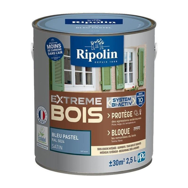 Extreme wood paint - Pastel blue RAL 5024 satin - RIPOLIN - 2.5 L