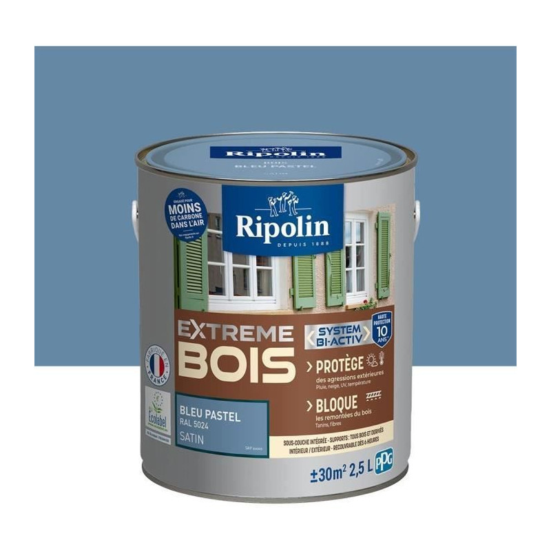 Extreme wood paint - Pastel blue RAL 5024 satin - RIPOLIN - 2.5 L