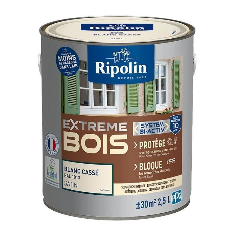 Extreme wood paint - Off-white RAL 1013 satin - RIPOLIN - 2.5 L