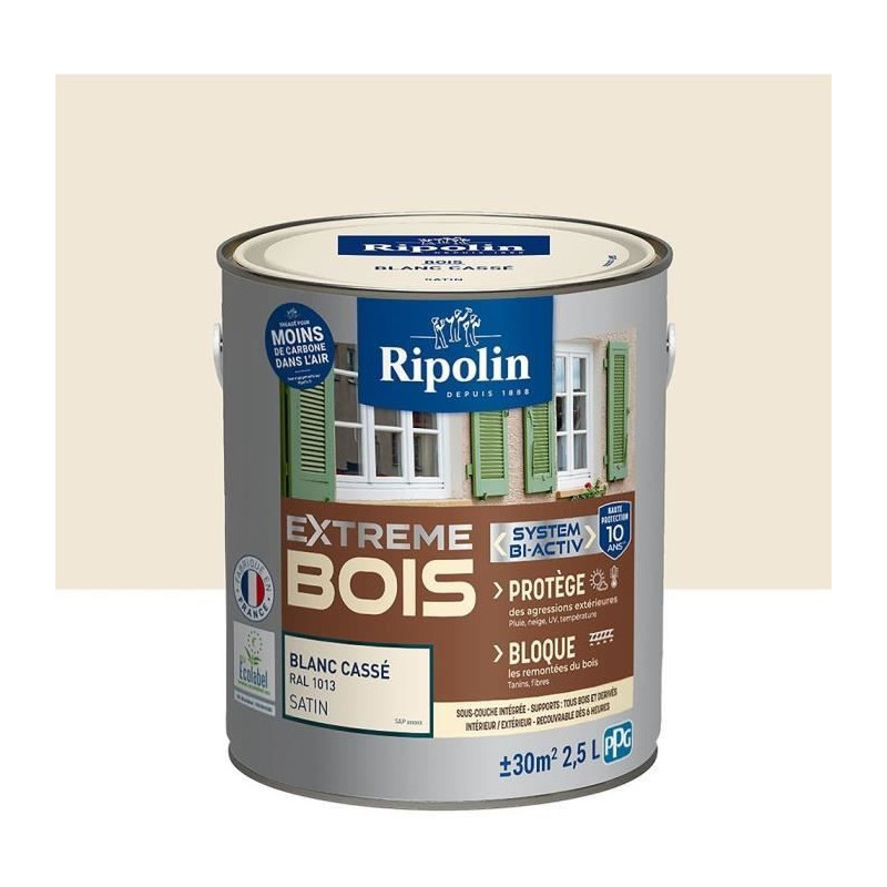 Extreme wood paint - Off-white RAL 1013 satin - RIPOLIN - 2.5 L