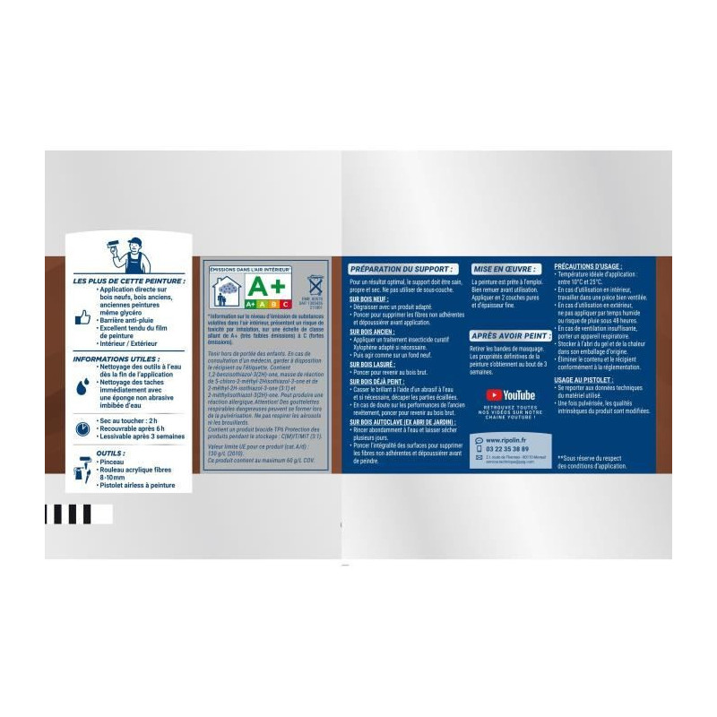 Wood Paint - Interior/Exterior - RIPOLIN - Ultra-covering - Weather, U