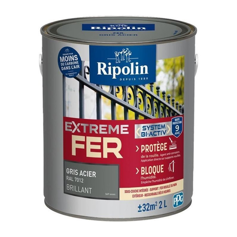 Extreme iron steel gray RAL 7012 glossy - RIPOLIN - 2 L