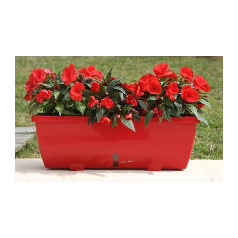 RIVIERA EVA flower box - Set of 2 planters - Plastic - 57 cm - Red