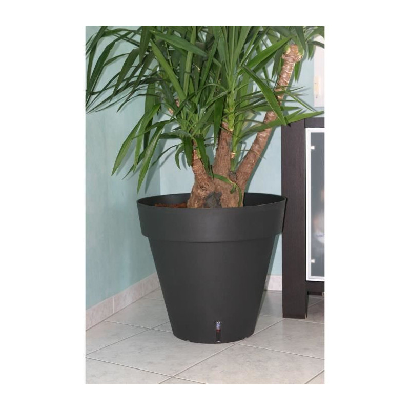 RIVIERA LOFT round flower box - Plastic - Diameter 30 cm - Gray