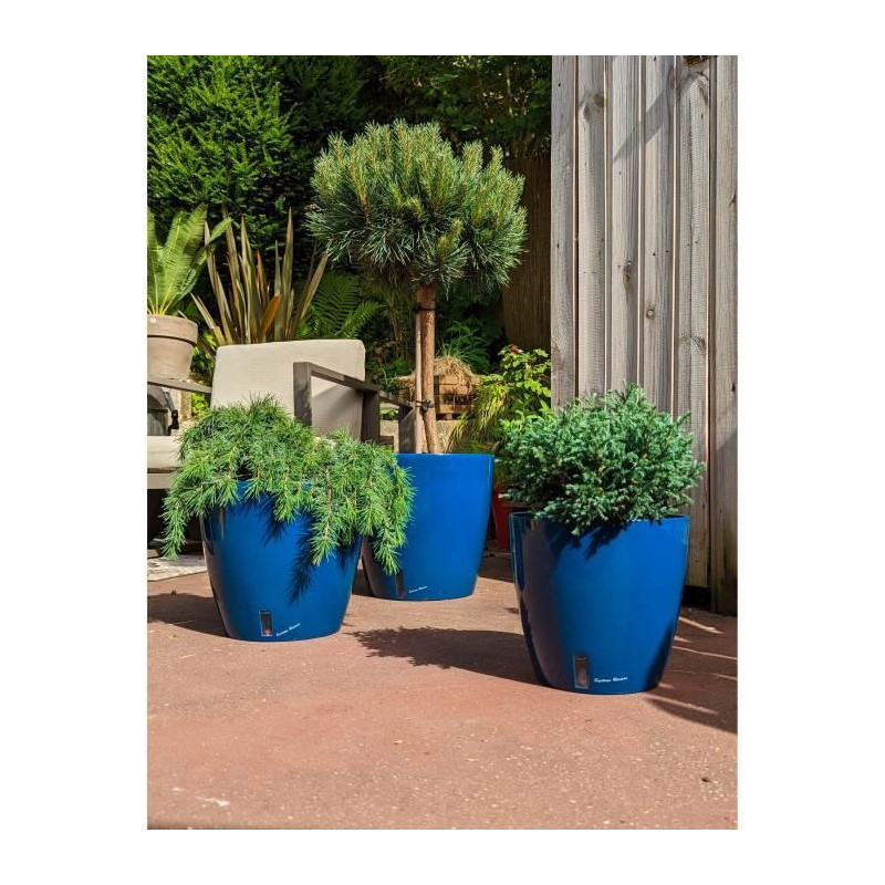 RIVIERA EVA NEW round flower box - Plastic - Diameter 46 cm - Blue