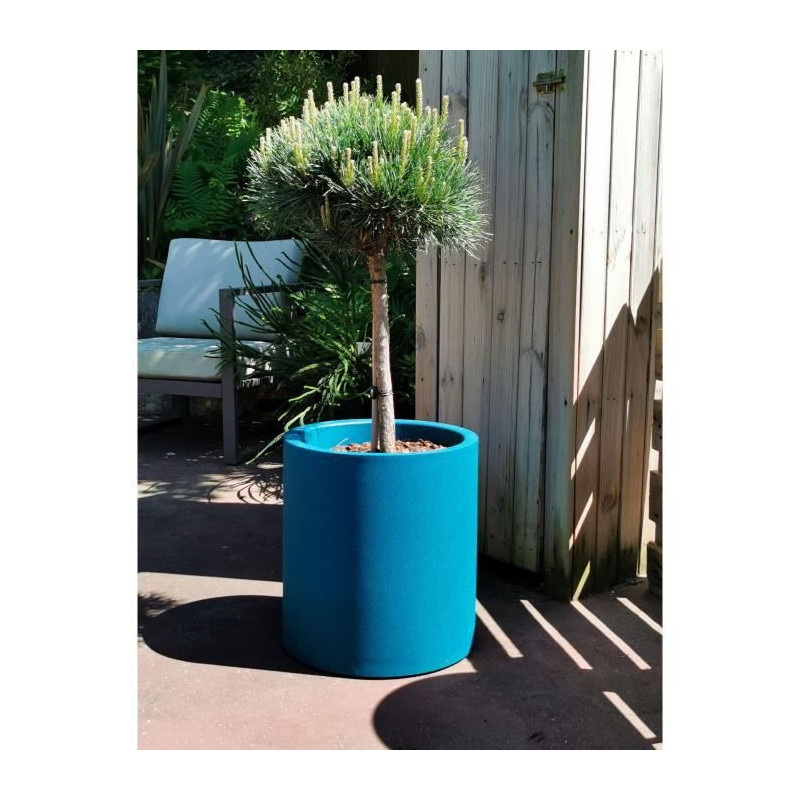 RIVIERA GRANIT round flower box - Plastic - Diameter 50 cm - Blue