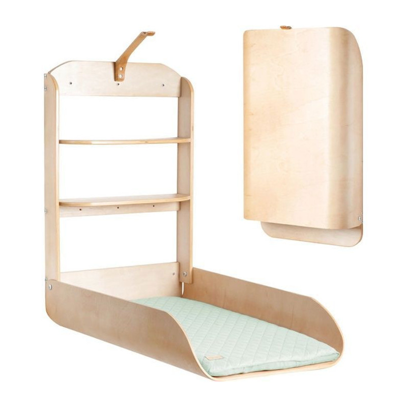 Wall-Mounted and Folding Changing Table - ROBA - Natural Wood - Integr