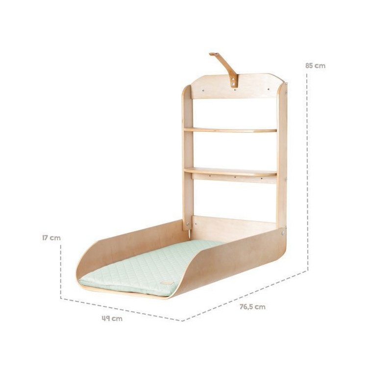 Wall-Mounted and Folding Changing Table - ROBA - Natural Wood - Integr