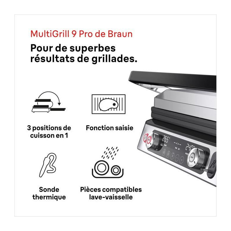 Multifunction grill - BRAUN - Multi Grill 9 Pro - 2200 W - 3 heating p