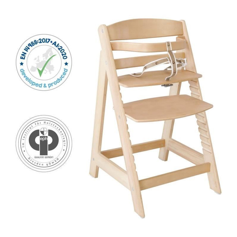 Sit Up III Wooden High Chair - ROBA - Height Adjustable - Natural
