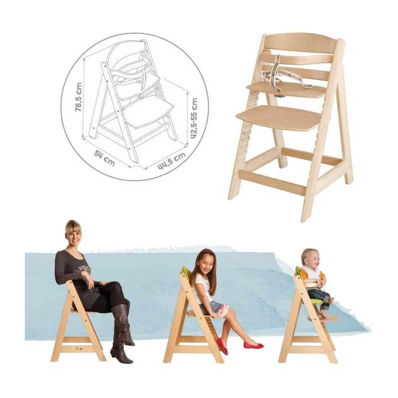 Sit Up III Wooden High Chair - ROBA - Height Adjustable - Natural