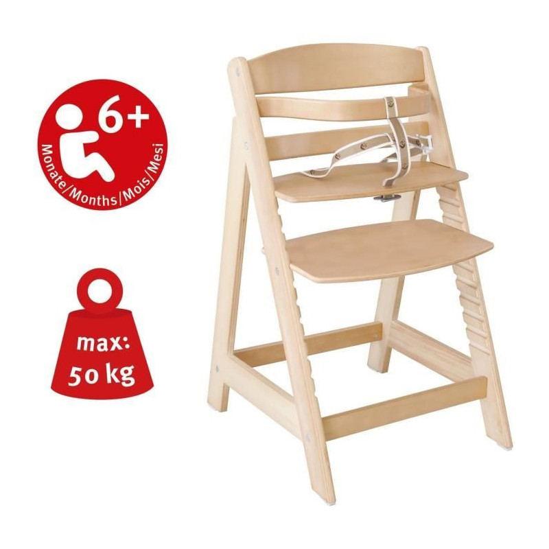 Sit Up III Wooden High Chair - ROBA - Height Adjustable - Natural