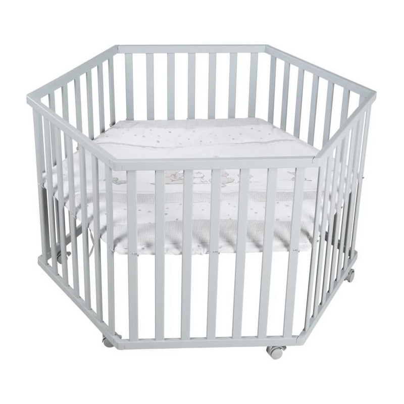 ROBA Hegaxonal Playpen - Padded Cover - Elephant Pattern - 6 Braked Wh
