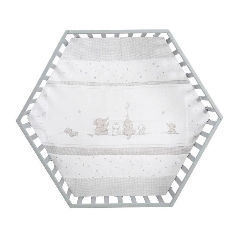 ROBA Hegaxonal Playpen - Padded Cover - Elephant Pattern - 6 Braked Wh