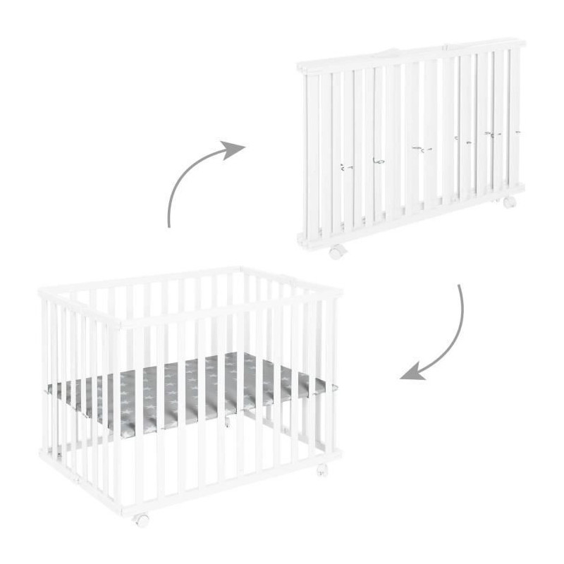 Foldable baby playpen - ROBA - LITTLE STARS - 75 x 100 cm - Height adj