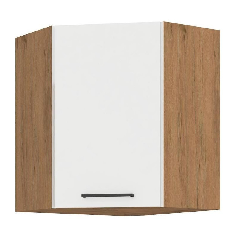 ROCK - Corner wall unit - Lancelot oak and glossy white melamine - 58