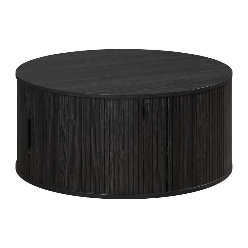Coffee table - Round - MDF - Black - Essential - Diameter 80 cm Height