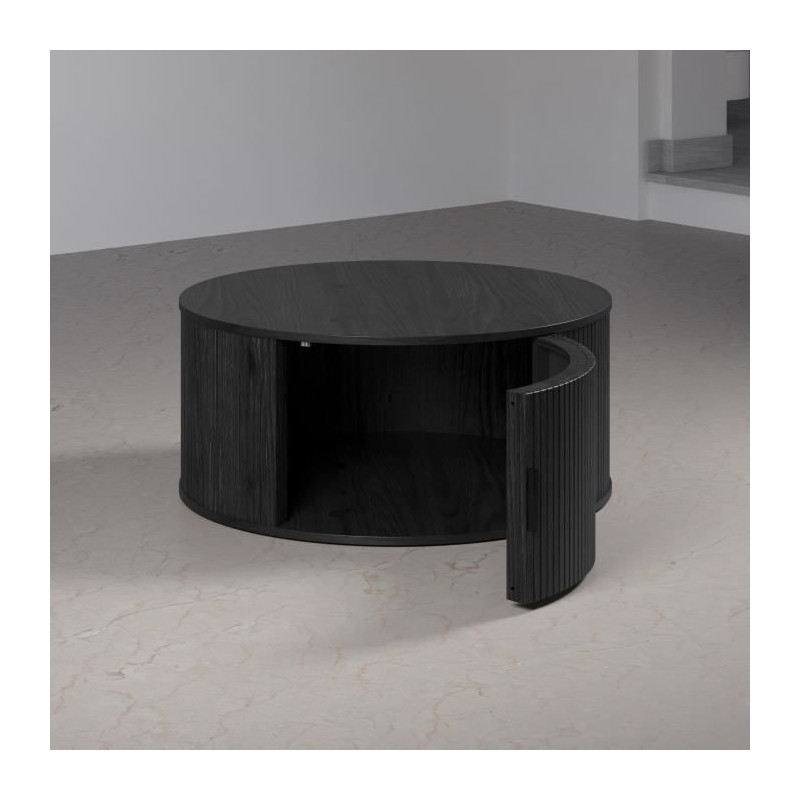 Coffee table - Round - MDF - Black - Essential - Diameter 80 cm Height