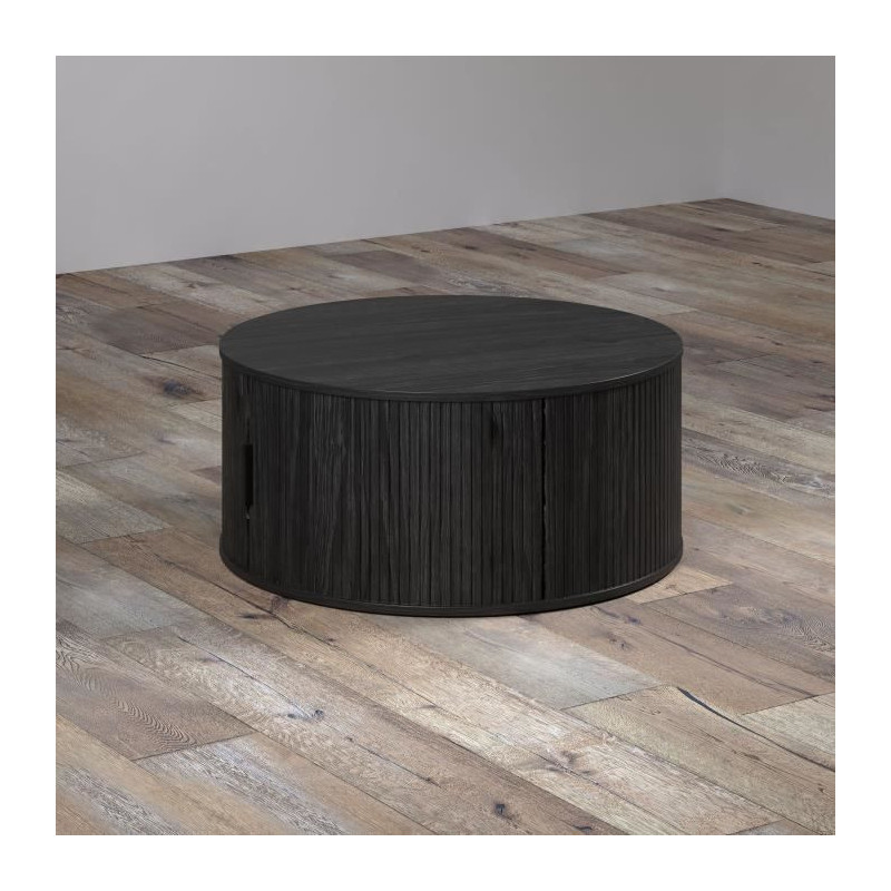Coffee table - Round - MDF - Black - Essential - Diameter 80 cm Height