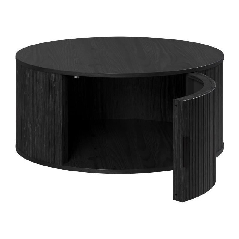 Coffee table - Round - MDF - Black - Essential - Diameter 80 cm Height