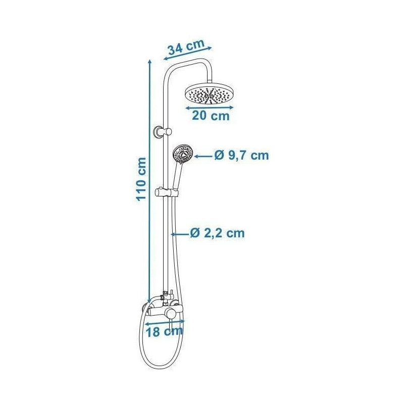 Rousseau Shower column with Timaru Chrome mechanical mixer tap