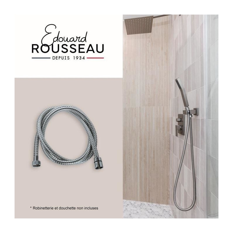 Shower hose - ROUSSEAU - Metal nuts - Safety crimps - Length 2 m - Sin