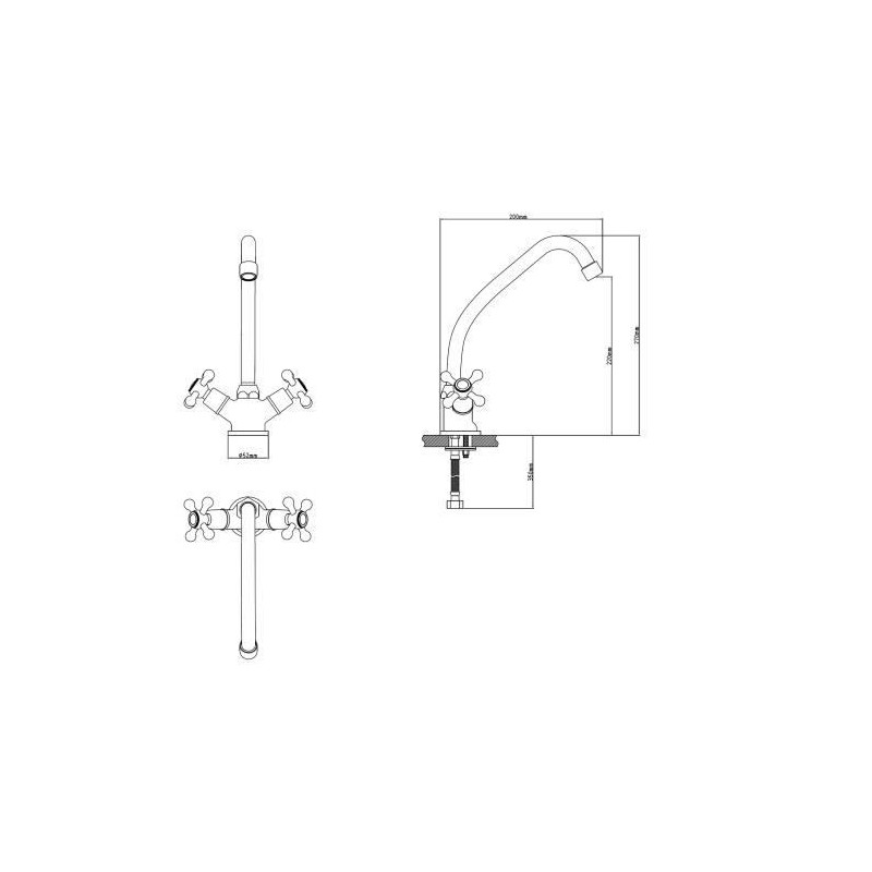 ROUSSEAU Beverly kitchen mixer tap - without handshower - aged bronze