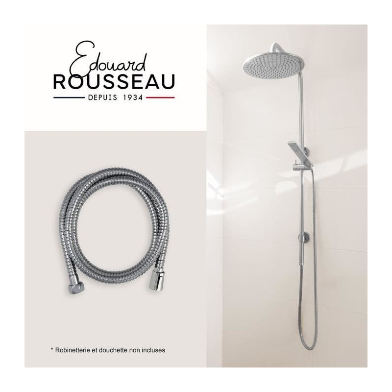 Shower hose - ROUSSEAU - Anti-twist metal nut - Safety crimps - Length
