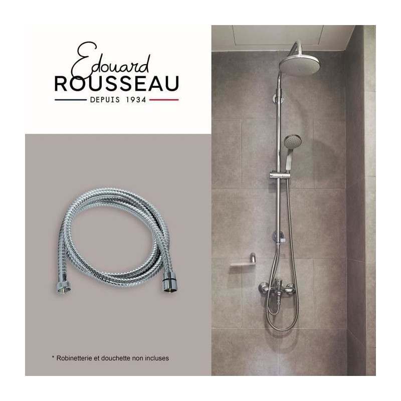 Shower hose - ROUSSEAU - Universal connector - Compact size - Metal nu