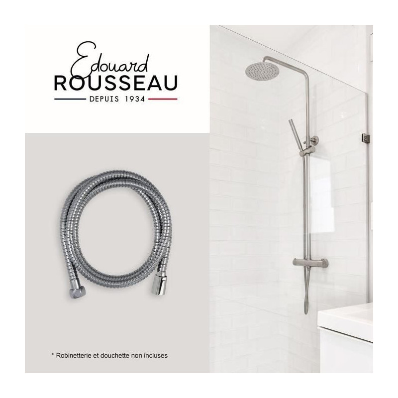 Shower hose - ROUSSEAU - Anti-twist metal nuts - Flow reduction - Leng