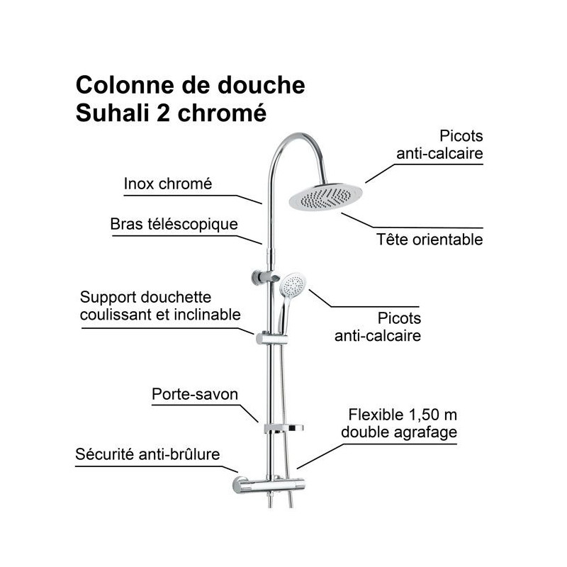 Rousseau Shower column with Suhali 2 Thermostatic mixer faucet