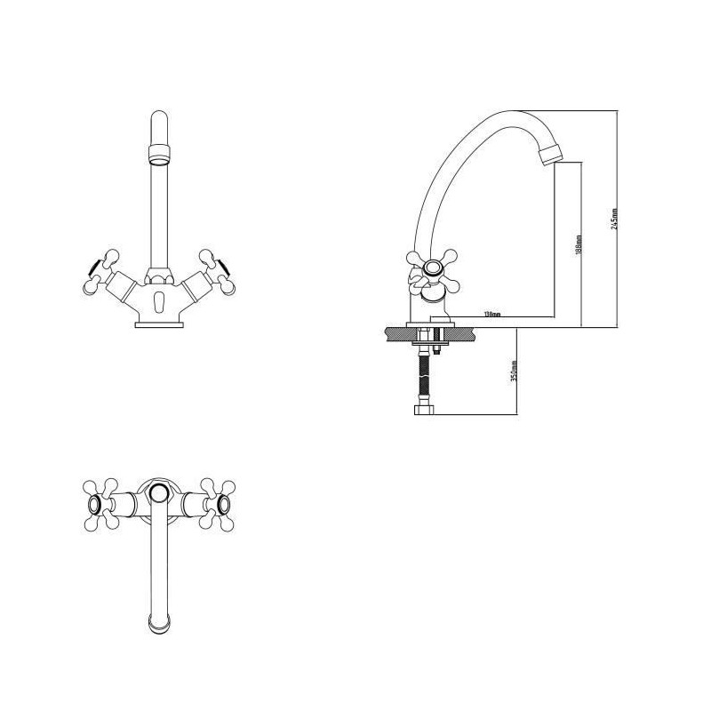 Rousseau Mechanical mixer tap Lavabo Beverley