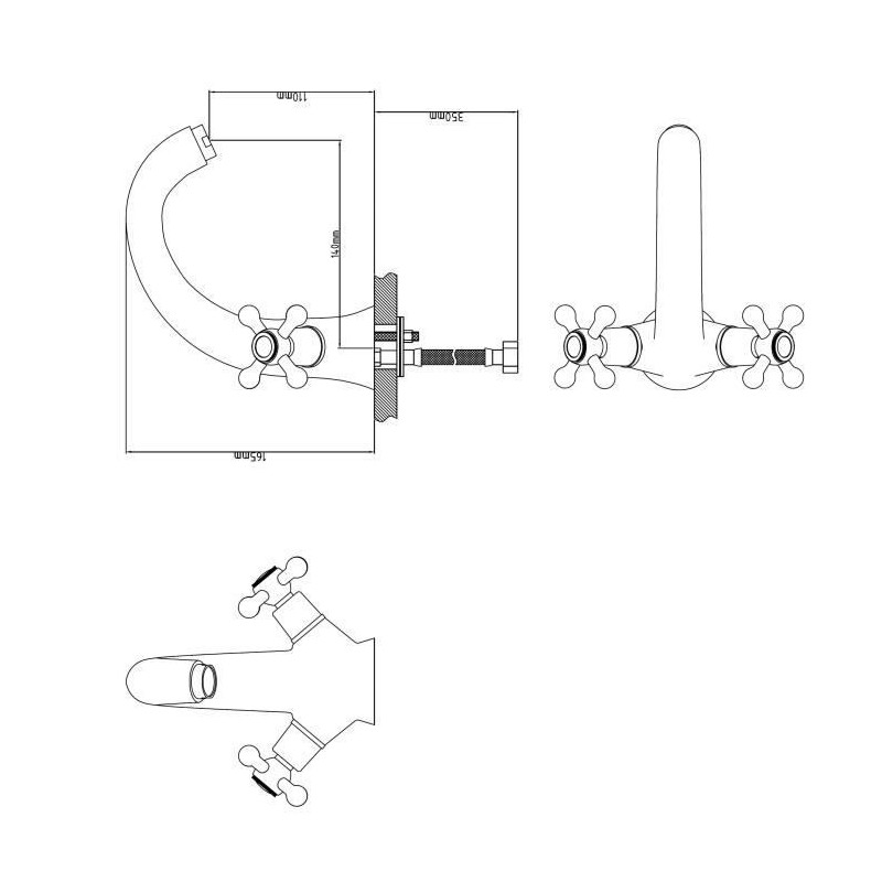 Rousseau Mechanical mixer tap Lavabo Beverley - Fixed